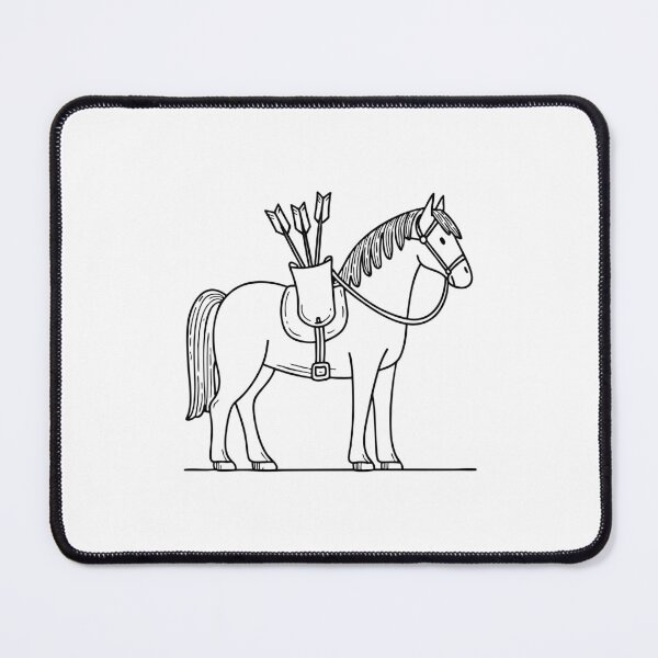 Item preview, Illustration of a horse with a quiver full of arrows strapped to its saddle designed and sold by rasagamastore.