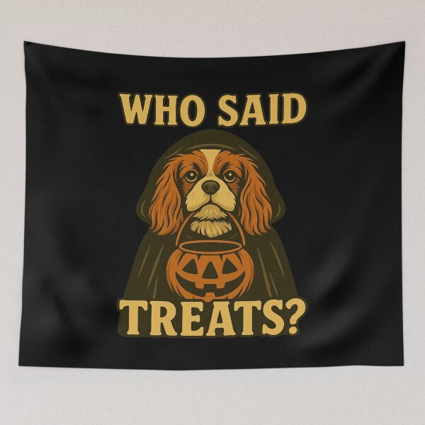 Artikelvorschau, Cavalier King Charles Halloween Who Said Treats Kürbis Hexe Kostüm Mama Papa Kinder entworfen und verkauft von FurryHavenPH.