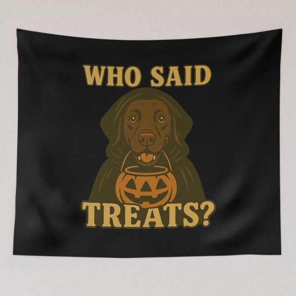 Artikelvorschau, Chocolate Labrador Halloween Who Said Treats Kürbis Hexenkostüm Mama Papa Kinder entworfen und verkauft von FurryHavenPH.