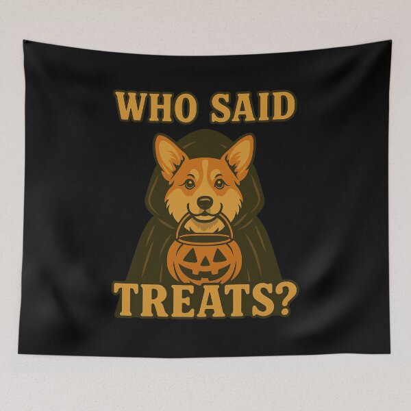 Artikelvorschau, Corgi Halloween Who Said Treats Kürbis Hexenkostüm Mama Papa Kinder entworfen und verkauft von FurryHavenPH.