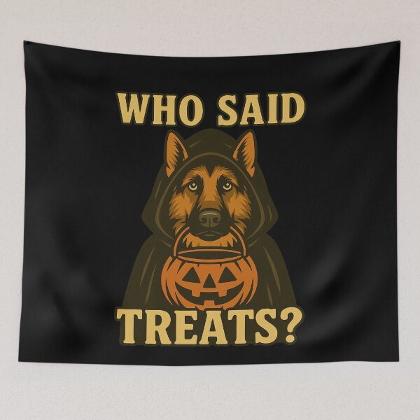 Item preview, German Shepherd Halloween Who Said Treats Pumpkin Witch Costume Mom Dad Kids designed and sold by FurryHavenPH.