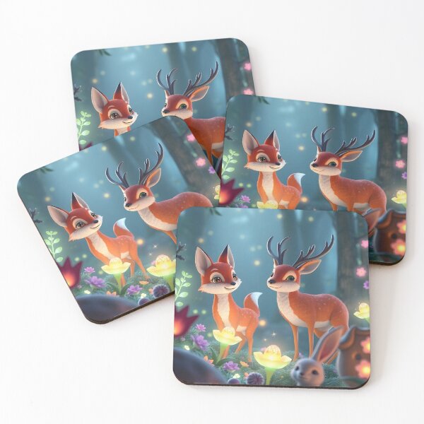 Item preview, Whimsical Highly Detailed 3D Rendered Enchanted Forest Scene with Glowing Woodland Animals designed and sold by Jayara [Born To Reign].