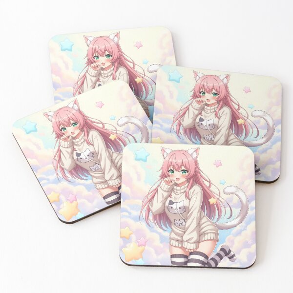 Item preview, Smiling Neko Girl with emerald eyes designed and sold by GerwantSHOP.