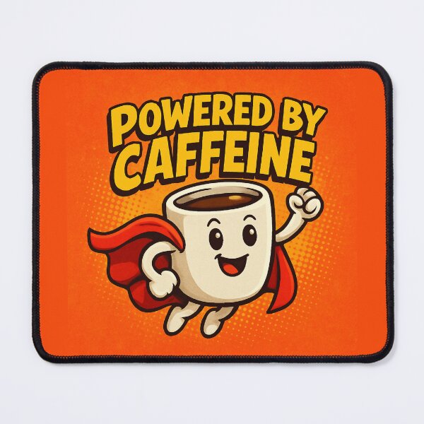 Item preview, Powered by Caffeine - Superhero Coffee Lover designed and sold by Amelia Design.