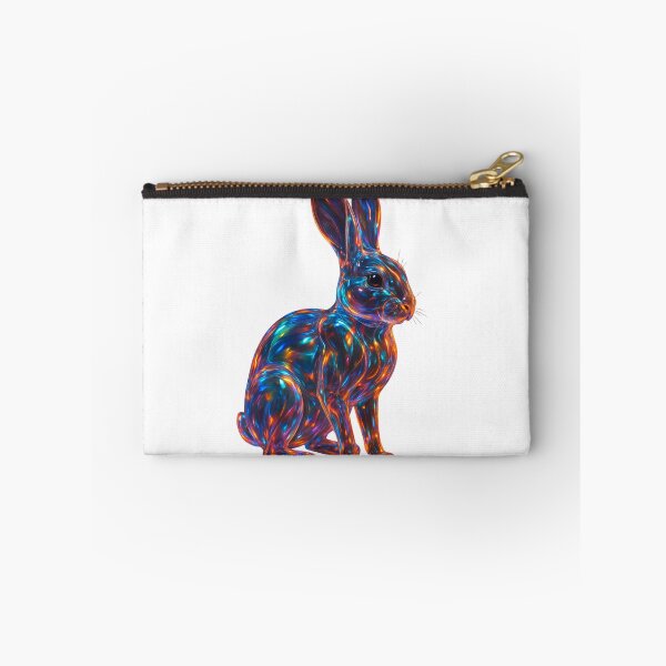 Item preview, Glowing Glass Rabbit – Vibrant Neon Holographic Art designed and sold by GloriousArtSKD.