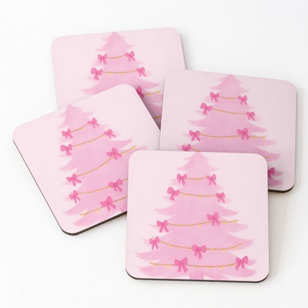 Item preview, Kawaii Pink Christmas Tree with Pink Bows Coquette Preppy Holiday Art designed and sold by Gourmet Neko Art | .