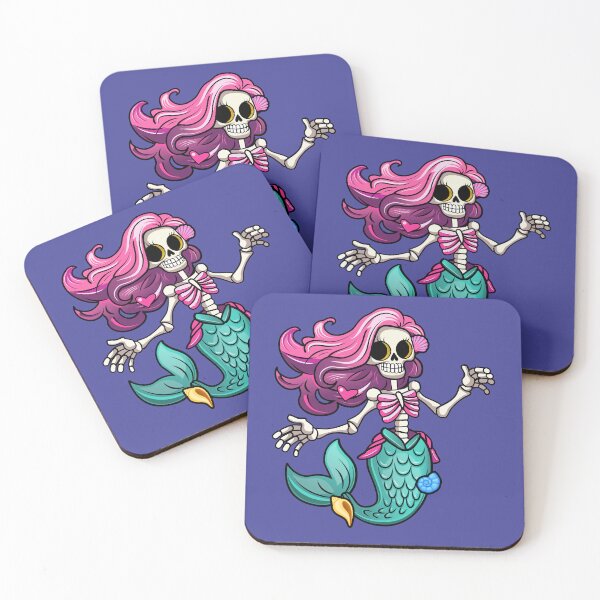 Item preview, The Skeleton Mermaid with pink hair - Creepy Cute - Mermaid Magic designed and sold by Webstudio  2Amigos.
