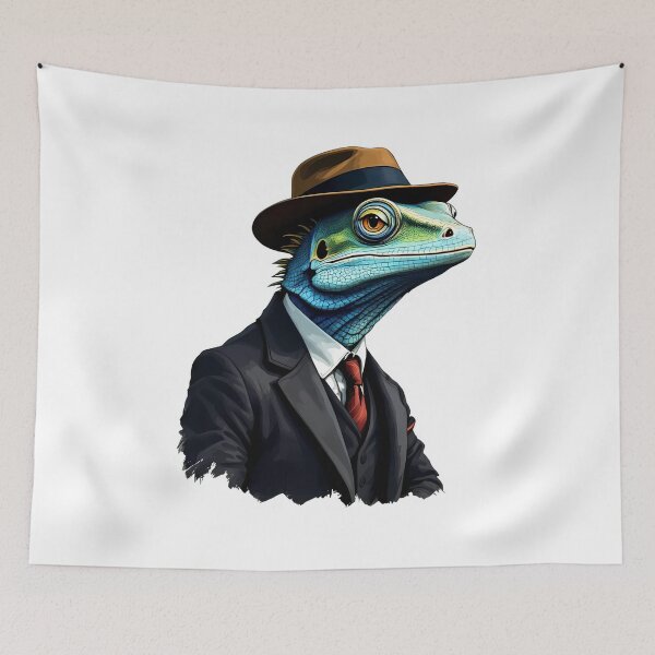 Item preview, A lizard wearing a suit and a gentleman's hat designed and sold by DOG DESIGN.