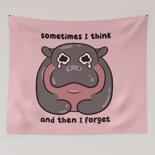 Item preview, sometimes i think but then i forget pygmy hippo  designed and sold by kaybowzie.