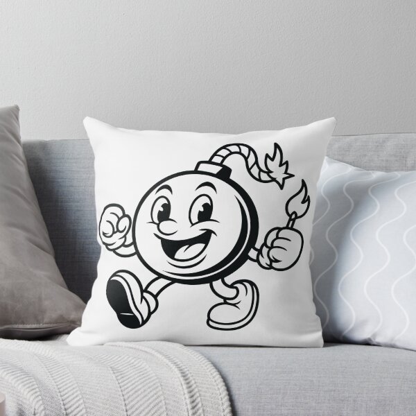 Item preview, Happy Walking Bomb – Retro Comic Style Explosion, Black & white designed and sold by Hadrion.