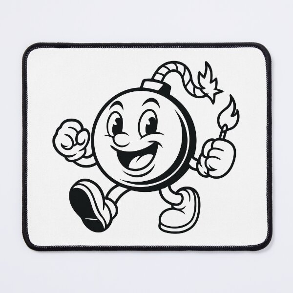 Item preview, Happy Walking Bomb – Retro Comic Style Explosion, Black & white designed and sold by Hadrion.