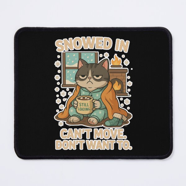 Item preview, Snowed In – Lazy Winter Cat with Coffee and Zero Motivation designed and sold by Whirl & Swirl.