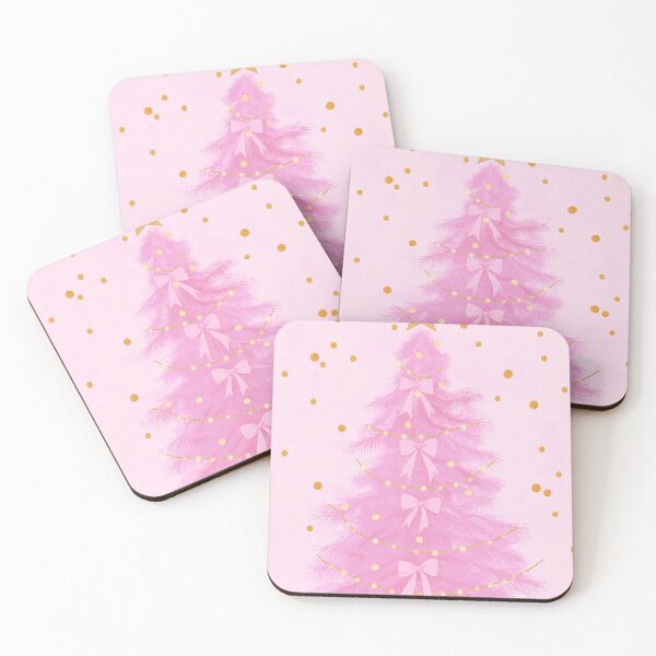 Item preview, Fluffy Pink Christmas Tree with Pink Bows Kawaii Coquette Preppy Holiday Art designed and sold by Gourmet Neko Art | .