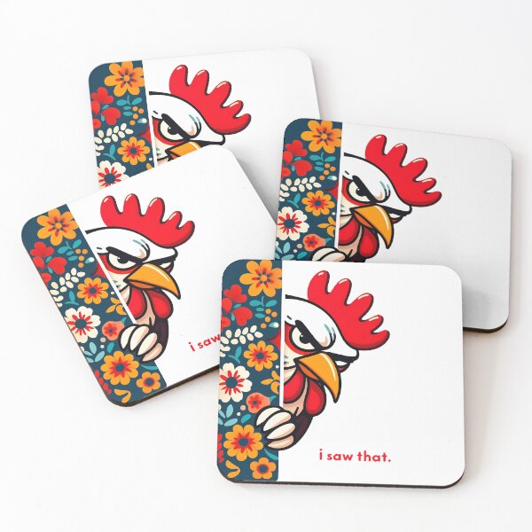 Item preview, I Saw That Chicken - Grumpy Rooster Scandinavian Folk Art by heidiannemorris © designed and sold by FOLK ART FUSION by heidiannemorris.