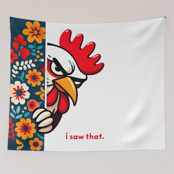 Item preview, I Saw That Chicken - Grumpy Rooster Scandinavian Folk Art by heidiannemorris © designed and sold by FOLK ART FUSION by heidiannemorris.