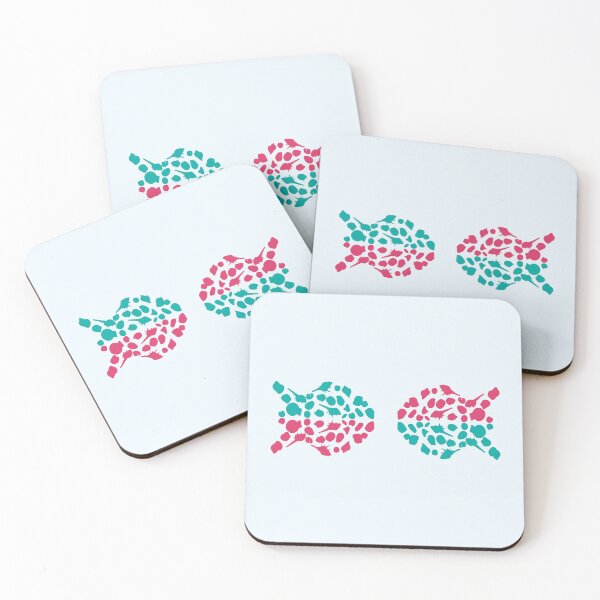 Item preview, Cute fish shapes pattern in red and turquoise designed and sold by mariya-ivanova.