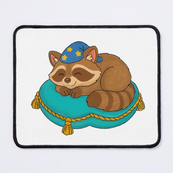 Item preview, Sleeping Raccoon on Pillow designed and sold by PlatwoArtshop.