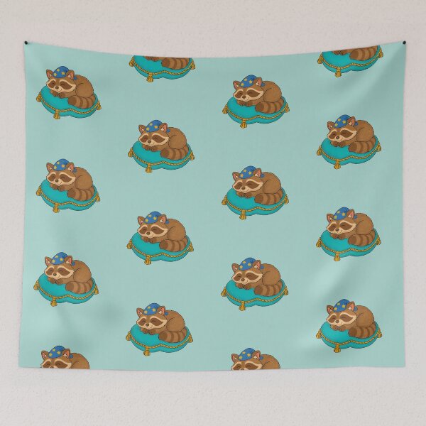 Item preview, Sleeping Raccoon on Pillow designed and sold by PlatwoArtshop.