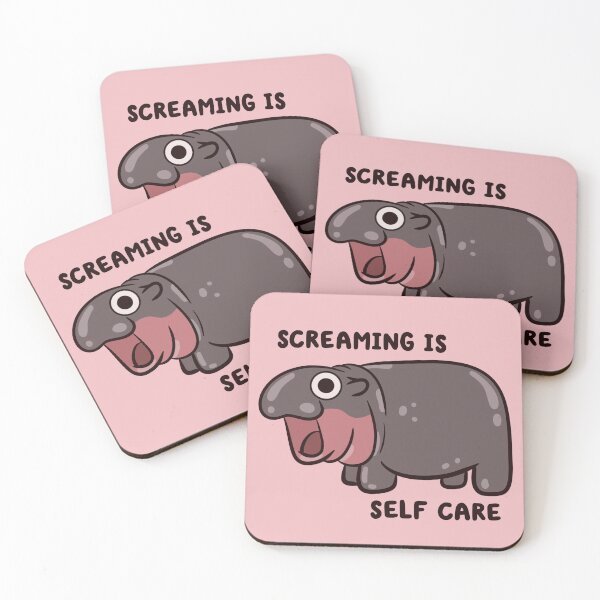 Item preview, screaming is self care pygmy hippo designed and sold by kaybowzie.