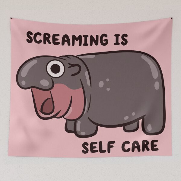 Item preview, screaming is self care pygmy hippo designed and sold by kaybowzie.