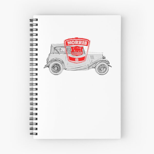 Item preview, Morris 8 vintage 1930s British classic car side view moochrome with badge designed and sold by soitwouldseem.