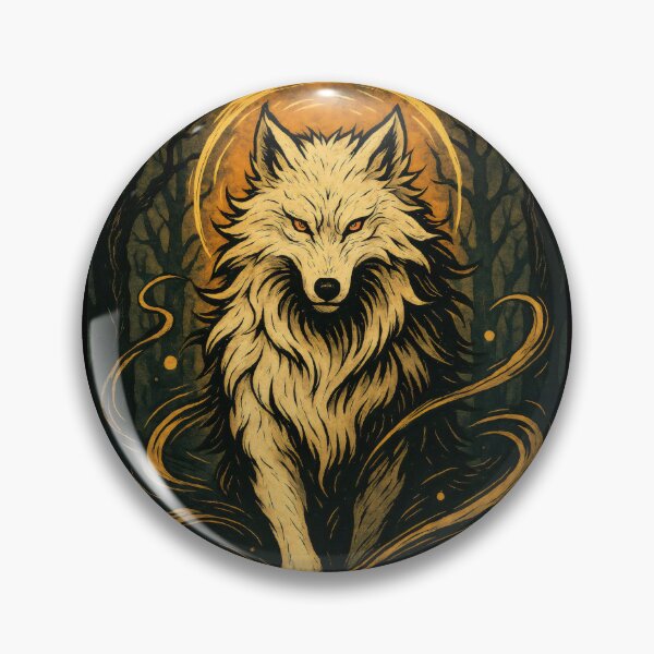 Item preview, White Wolf of the Flame – Mystical Japanese Forest Guardian  designed and sold by EpicInkDesign.
