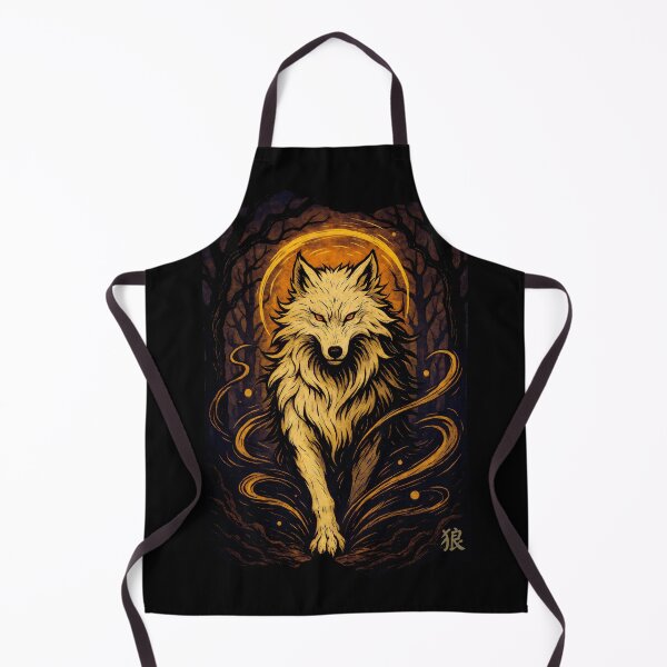 Item preview, White Wolf of the Flame – Mystical Japanese Forest Guardian designed and sold by EpicInkDesign.