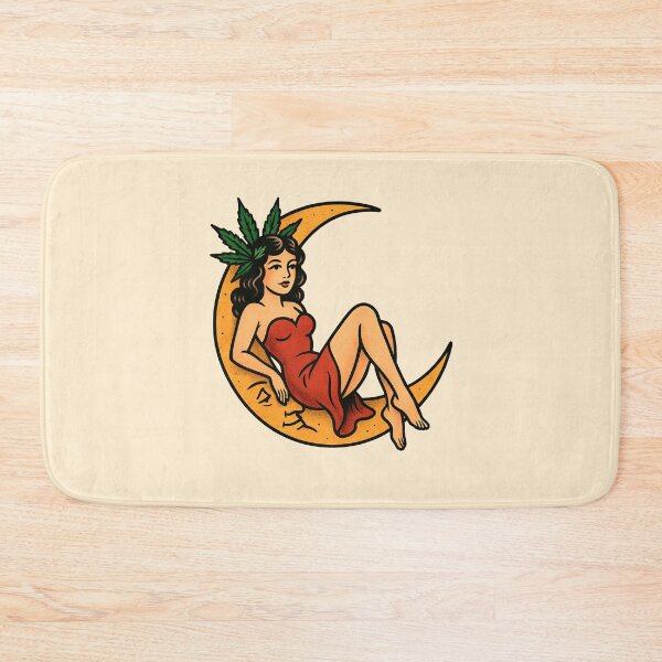 Item preview, Cannabis Moon Babe – Retro Pin-Up Stoner Girl on the Moon designed and sold by Wake and Bake.
