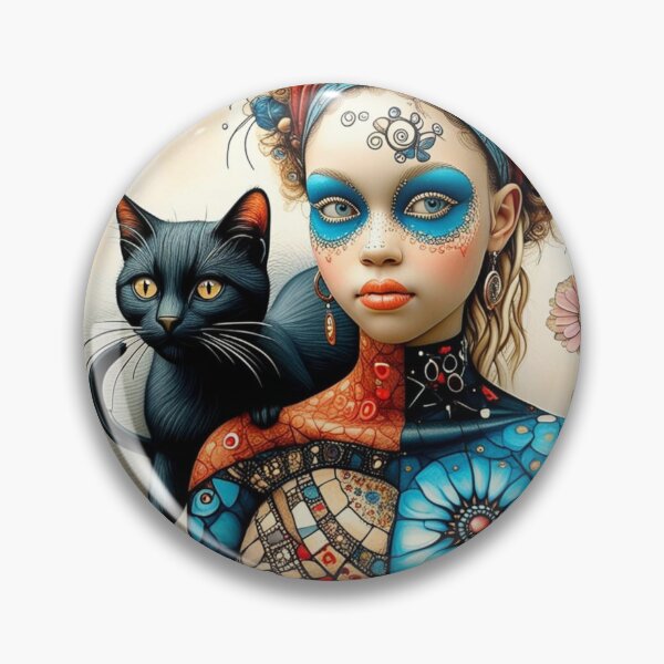 Item preview, Gypsy Turquoise Black cat set in bohemian background  designed and sold by Rum-Raisin.
