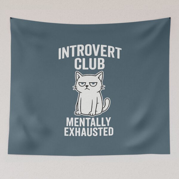 Item preview, Introvert Club – Mentally Exhausted Cat Funny Design designed and sold by Nick29S.