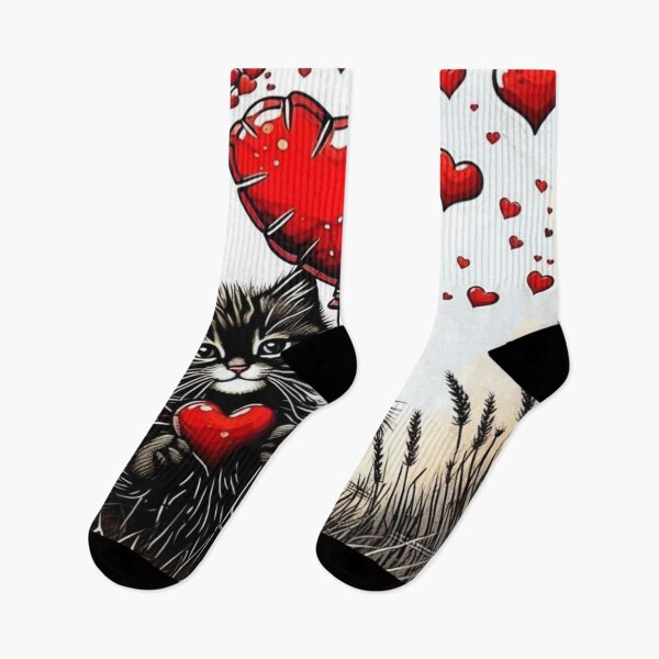 Item preview, Creative Art Drawing Kitten surrouned by hearts designed and sold by Rum-Raisin.
