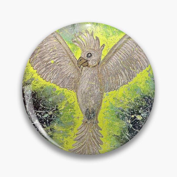 Item preview, Gold and silver cockatoo on a fluorescent yellow background designed and sold by PGKINART.