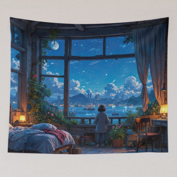 Item preview, room with a beautiful night view designed and sold by ururuty.