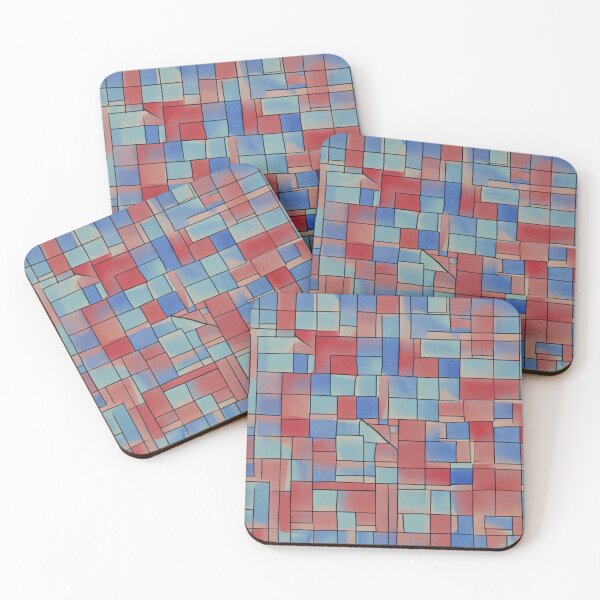 Item preview, Blue Red Geometric Watercolor Grid designed and sold by MoxisWatercolor.