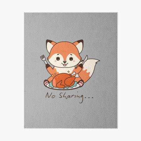 Item preview, Cute Adorable Orange Fox Eating Chicken with No Sharing Text art designed and sold by VENOHA.