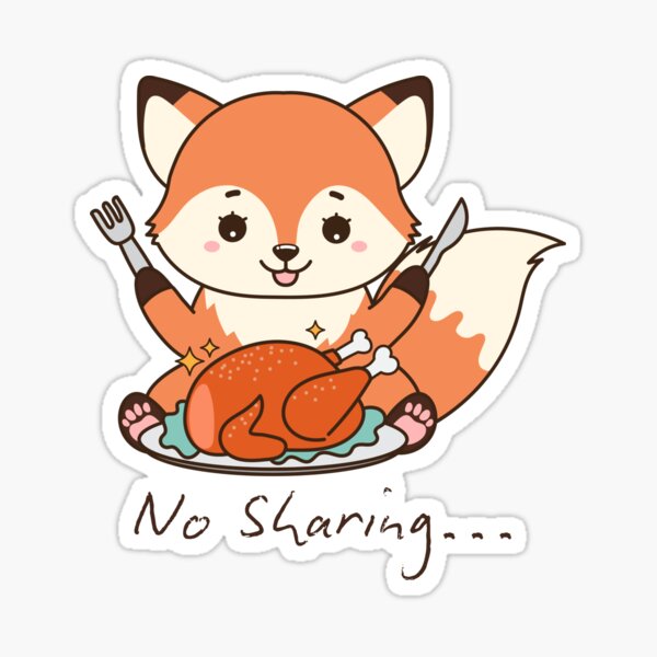 Item preview, Cute Adorable Orange Fox Eating Chicken with No Sharing Text art designed and sold by VENOHA.