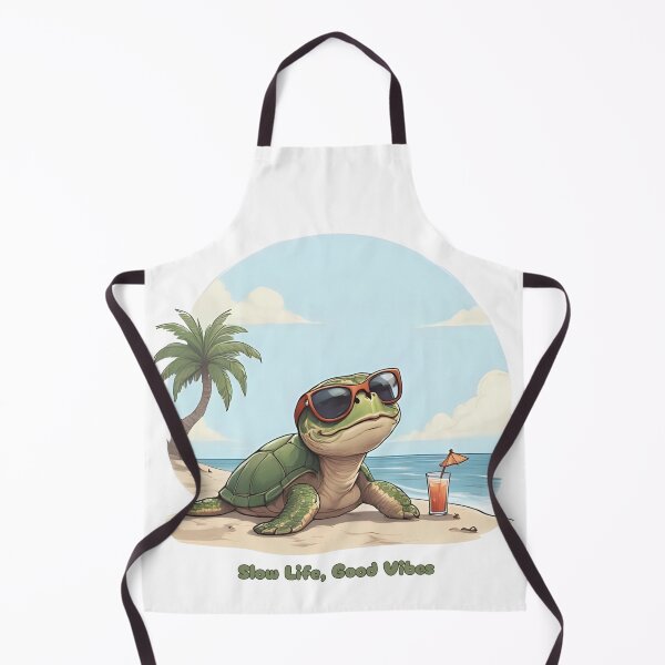 Item preview, Slow Life, Good Vibes – Cute Beach Turtle Summer Art designed and sold by Pixel--Threads.