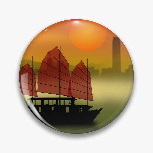 Item preview, Junk off Hong Kong at sunset, Guohua style designed and sold by NolDesigns.