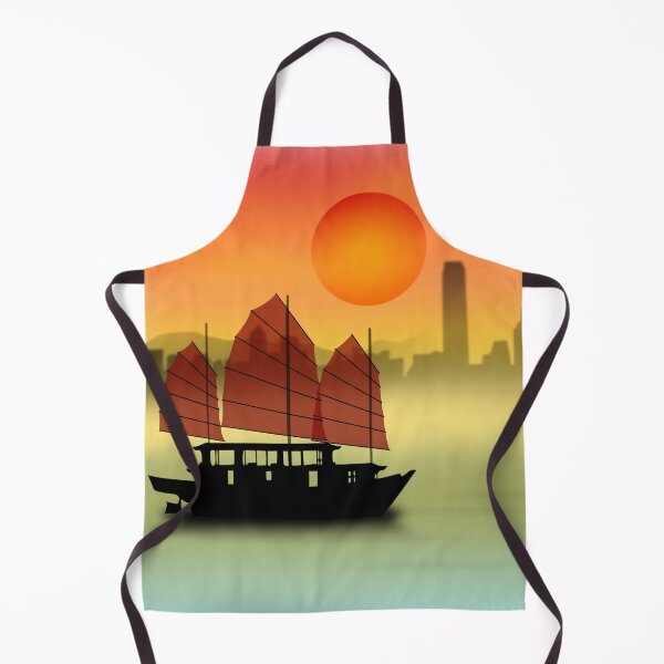 Item preview, Junk off Hong Kong at sunset, Guohua style designed and sold by NolDesigns.
