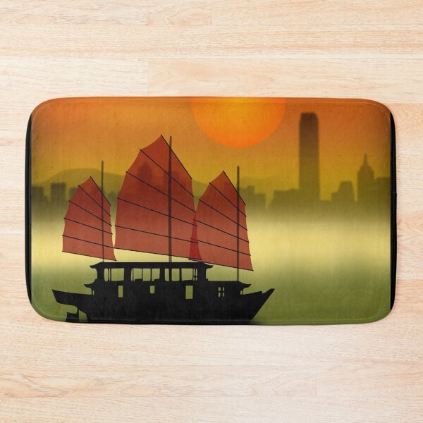 Item preview, Junk off Hong Kong at sunset, Guohua style designed and sold by NolDesigns.