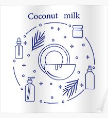 Coconut milk for cosmetics and care products. Poster