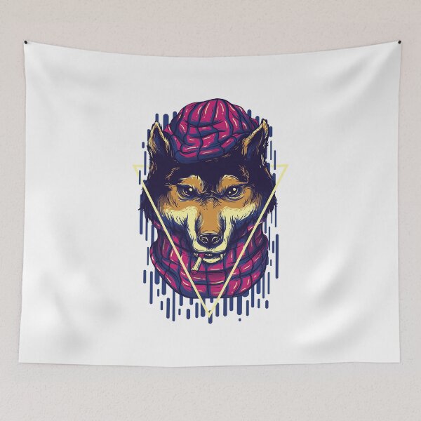 Item preview, Urban Wolf – Bold Stylized Portrait with Beanie & Scarf designed and sold by TeesHearts100.
