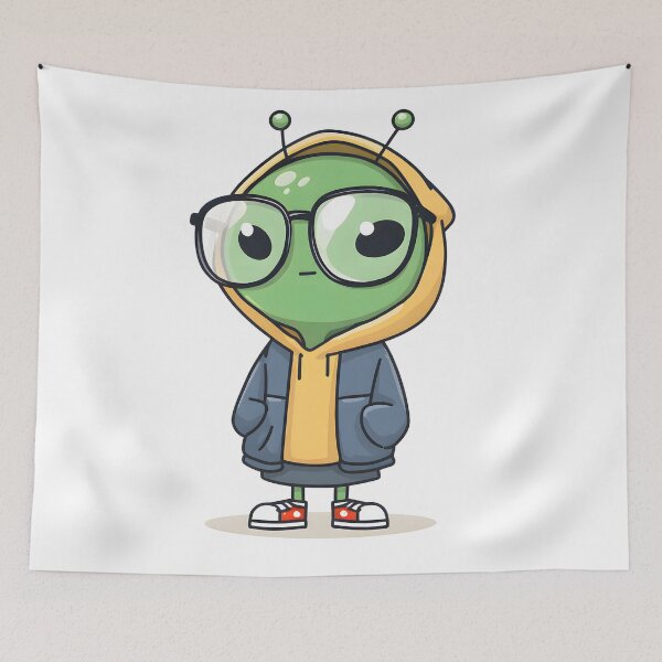 Item preview, Stylish Cartoon Alien in Hoodie designed and sold by DriftGolden.