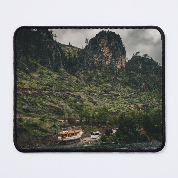 Item preview, Abandoned Boat Under Brooding Cliffs - Manavgat Lake in Turkey designed and sold by ksevis.