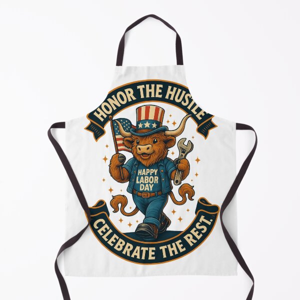 Item preview, Celebrate Labor Day with Our Happy Highland Cow designed and sold by NoveltyandFun.