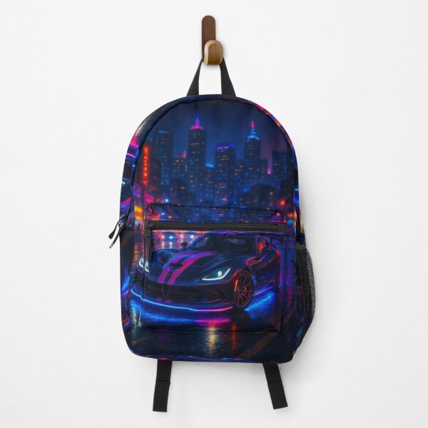 Item preview, Neon Lit Supercar Roaring in Nighttime City designed and sold by RevUpDesign.