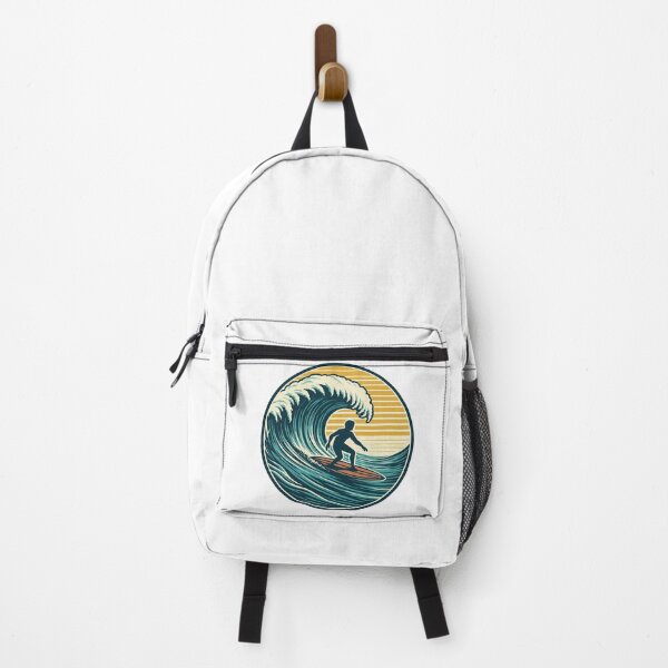 Item preview, Vintage Surfing Wave with Surfer Silhouette designed and sold by ArtfulWeave.