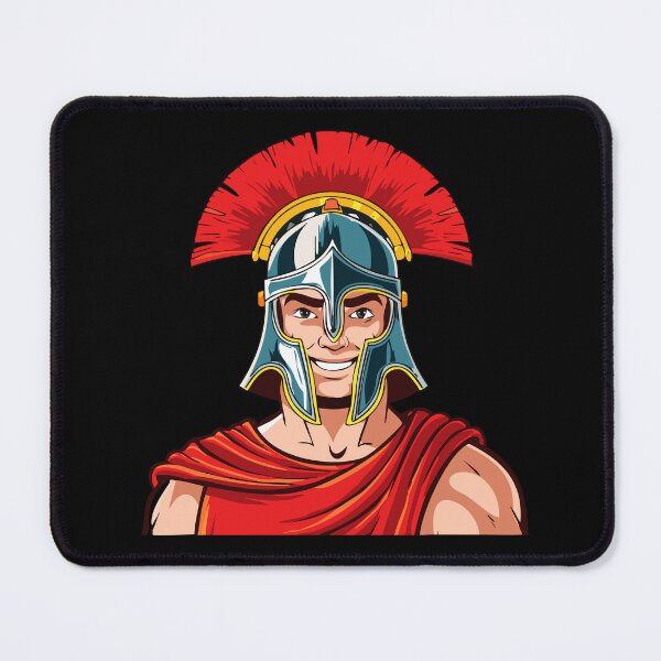 Item preview, Head ancient warrior in helmet and armor, Spartan or Trojan warrior or a Roman gladiator cartoon character, ancient roman gladiator in armour soldier, designed and sold by Danler.
