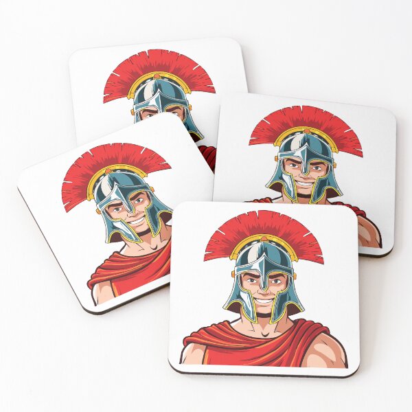 Item preview, Head ancient warrior in helmet and armor, Spartan or Trojan warrior or a Roman gladiator cartoon character, ancient roman gladiator in armour soldier, designed and sold by Danler.