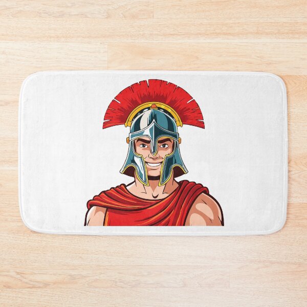 Item preview, Head ancient warrior in helmet and armor, Spartan or Trojan warrior or a Roman gladiator cartoon character, ancient roman gladiator in armour soldier, designed and sold by Danler.